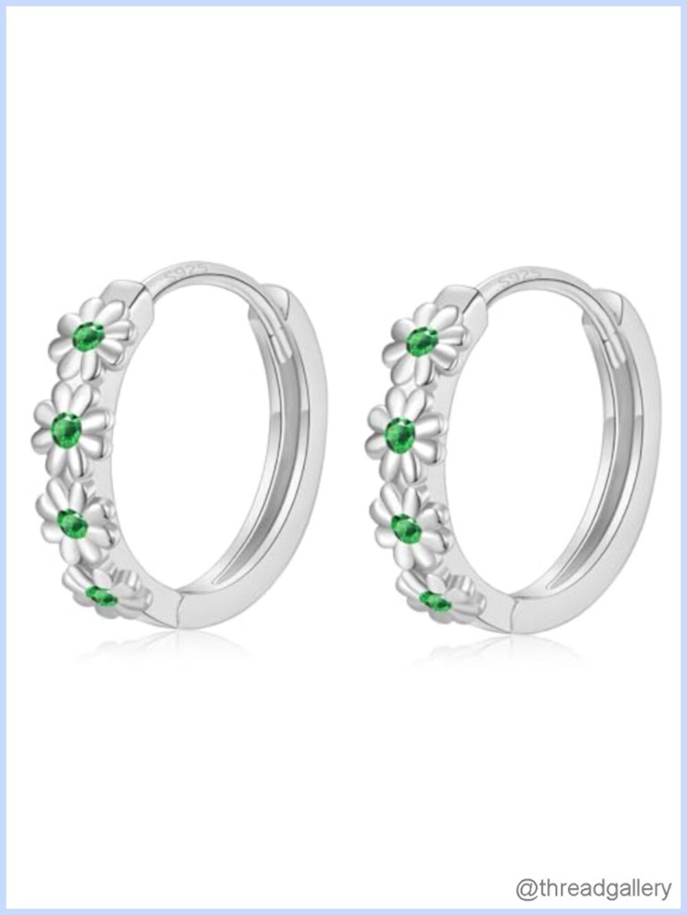 Sterling Silver Flower Cluster Huggie Hoop Earrings 12mm